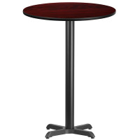 Flash Furniture XU-RD-30-MAHTB-T2222B-GG 30" Round Mahogany Laminate Table Top with 22" Bar Height Table Base